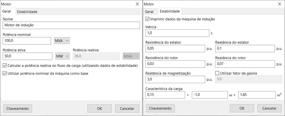 Formulário dos motores de indução no PSP-UFU