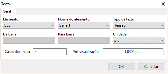 Formulário do elemento de texto no PSP-UFU