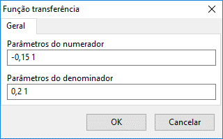 Formulário de edição de dados da função transferência no PSP-UFU